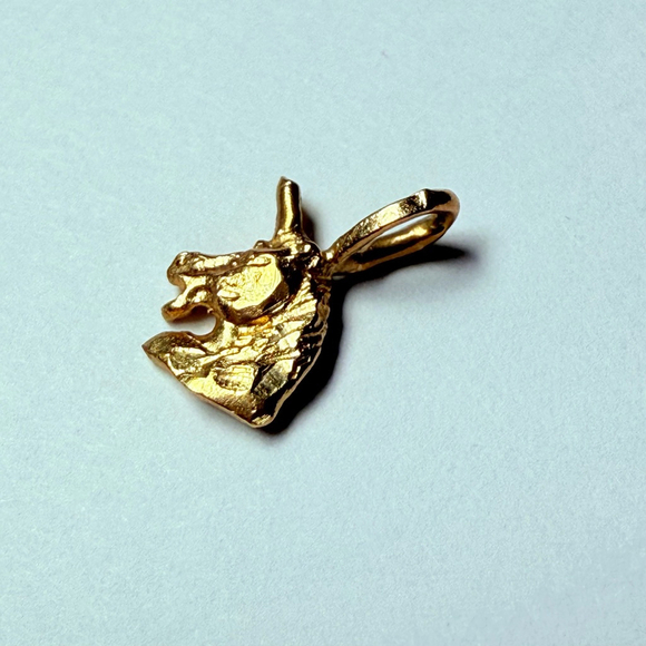 14K Solid Yellow Gold Unicorn Vintage Mythical Charm Pendant - Picture 3 of 5